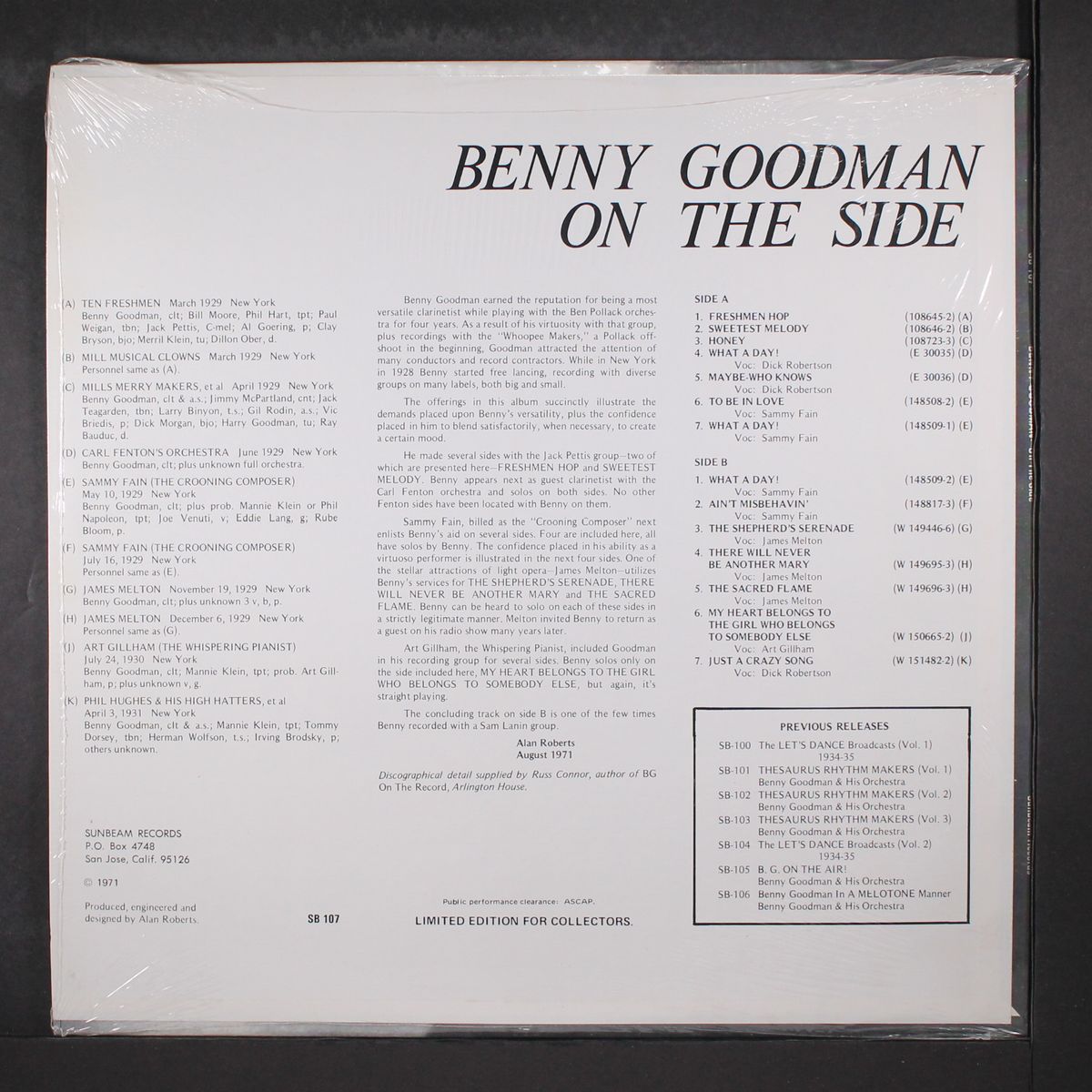 on the side 1929-31 by BENNY GOODMAN