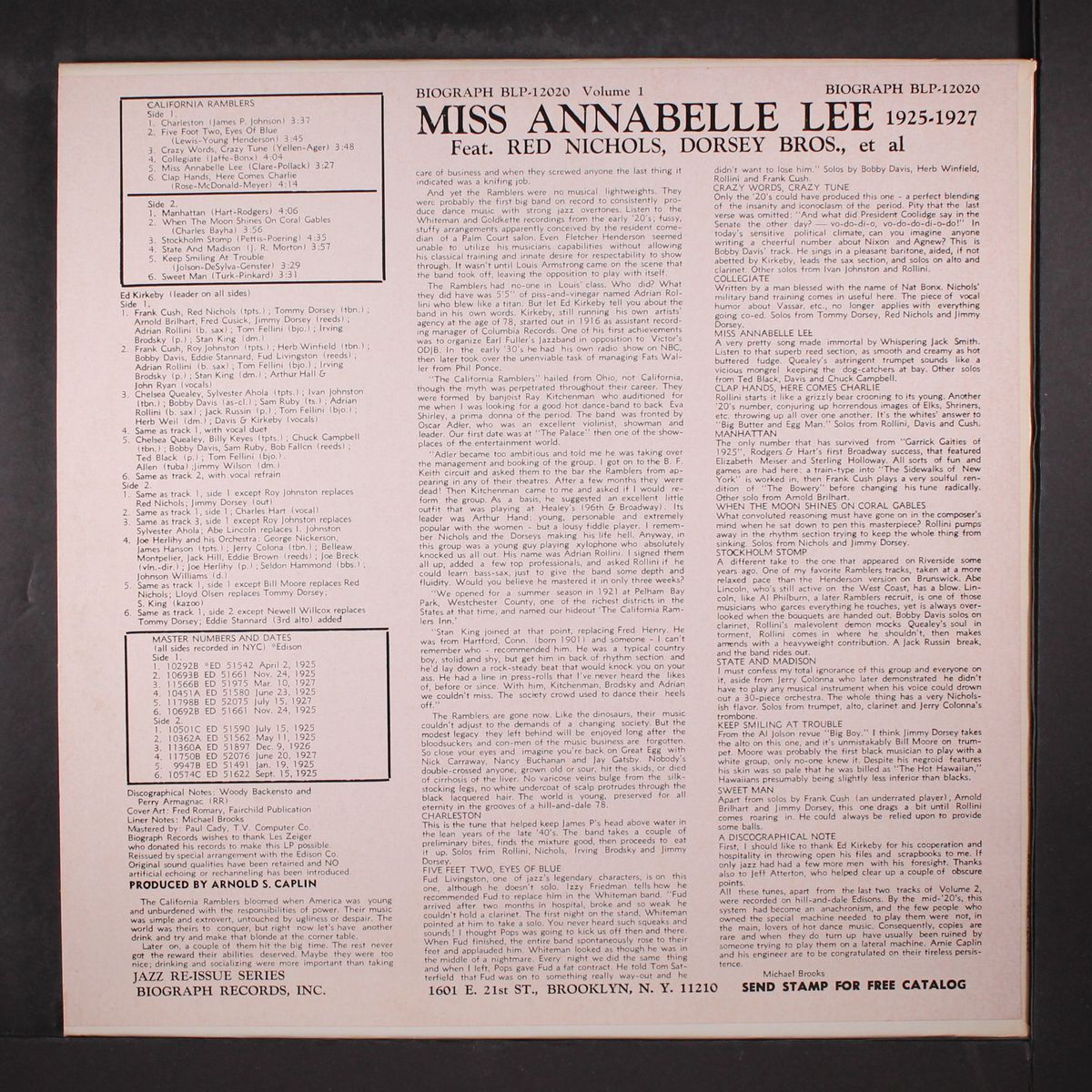 miss annabelle lee, 1925-1927 by CALIFORNIA RAMBLERS