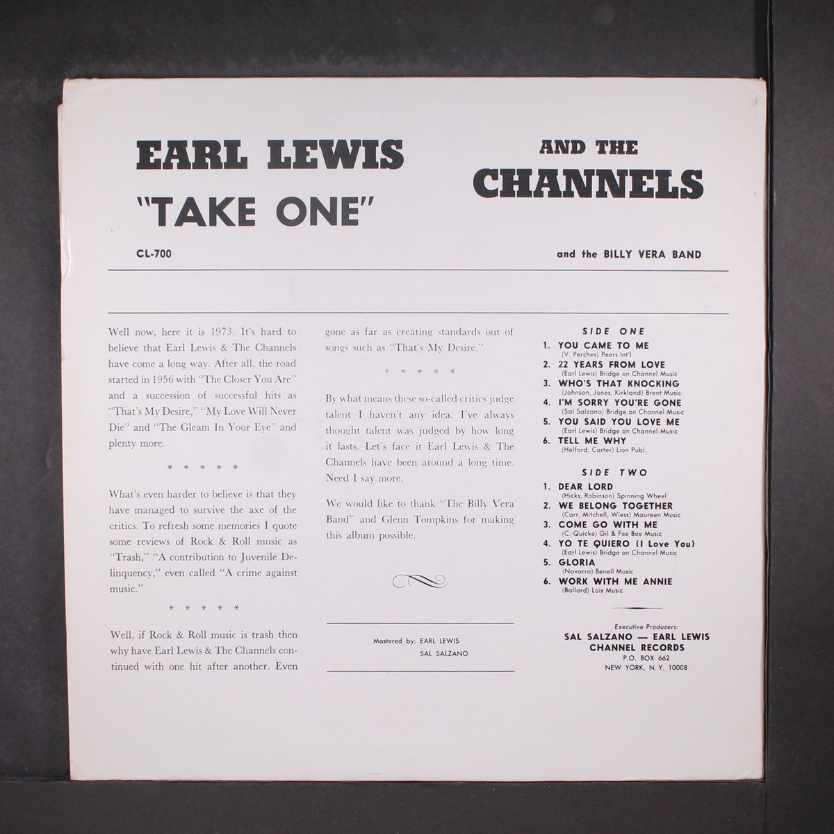 take one by EARL LEWIS & CHANNELS