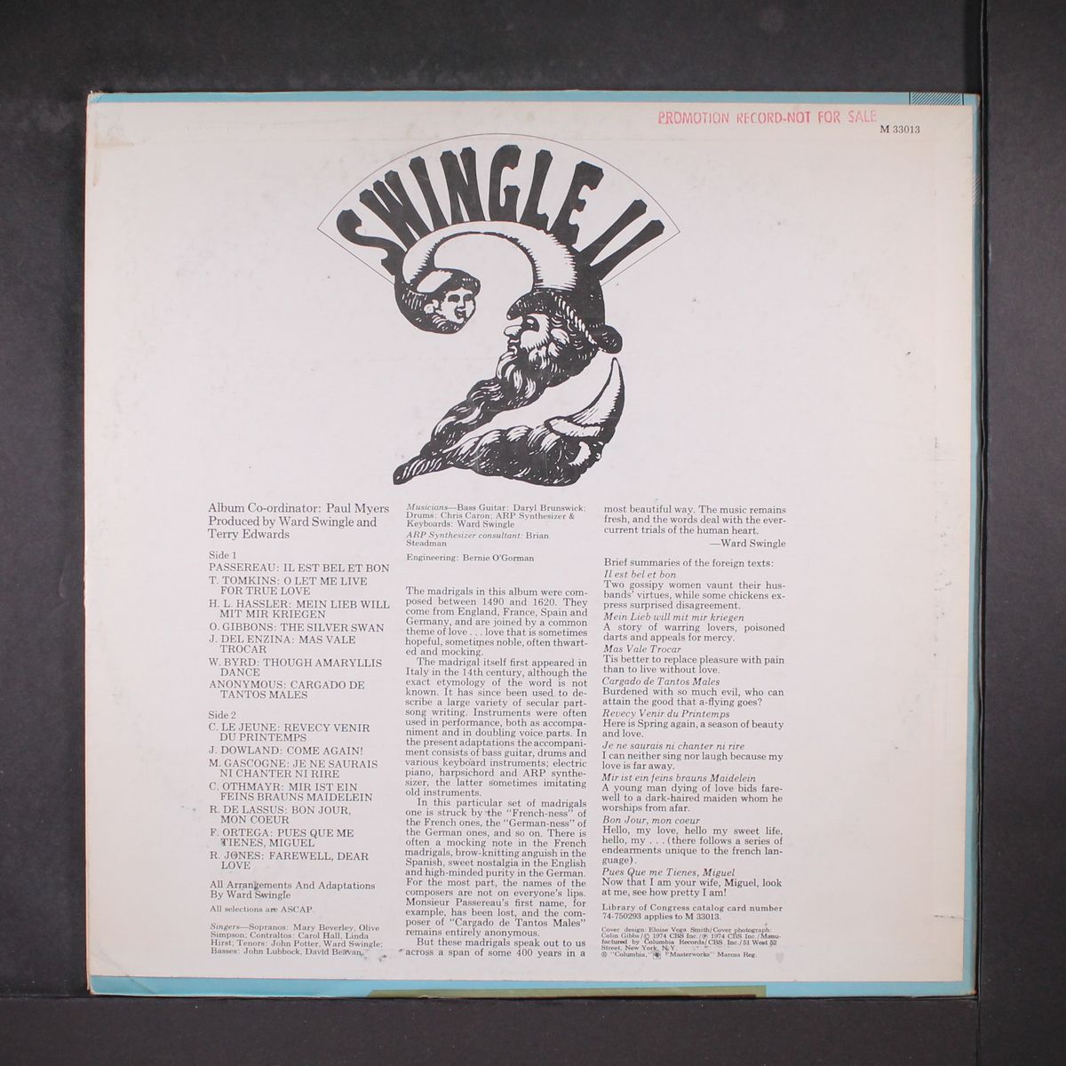 love songs for madrigals & madriguys by SWINGLE II
