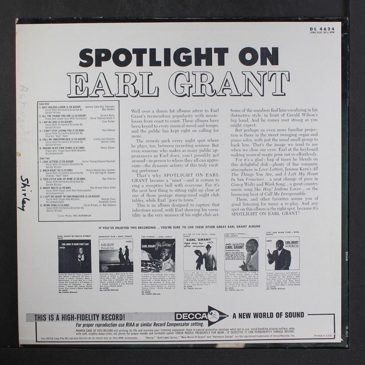 spotlight on by EARL GRANT