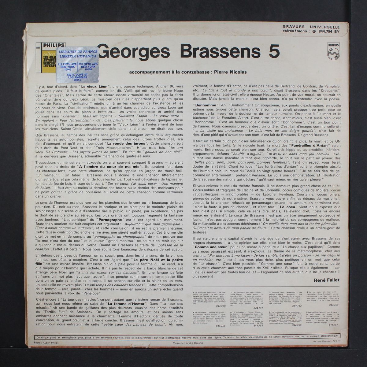 no. 5 by GEORGES BRASSENS