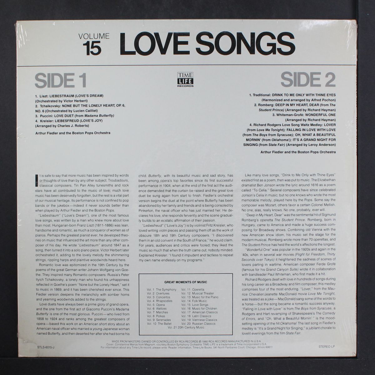 great moments of music, vol. 15: love songs by ARTHUR FIEDLER & BOSTON POPS