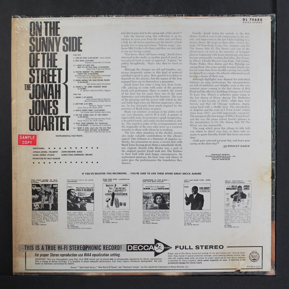 on the sunny side of the street by JONAH JONES