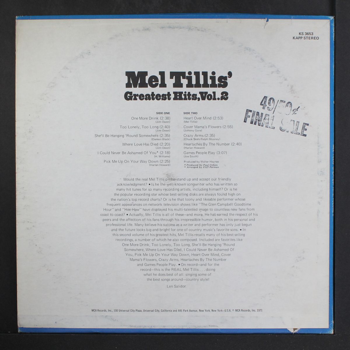 greatest hits, vol. 2 by MEL TILLIS