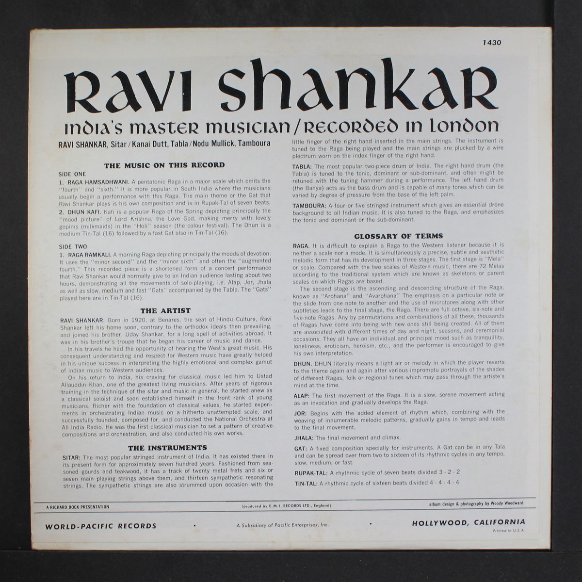 recorded in london by RAVI SHANKAR