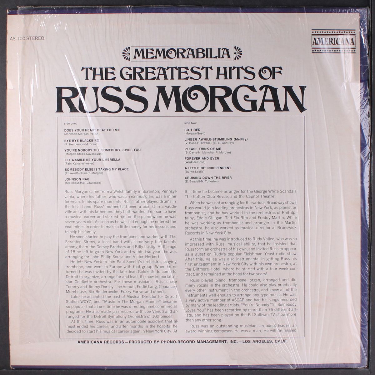 memorabilia: the greatest hits of russ morgan by RUSS MORGAN