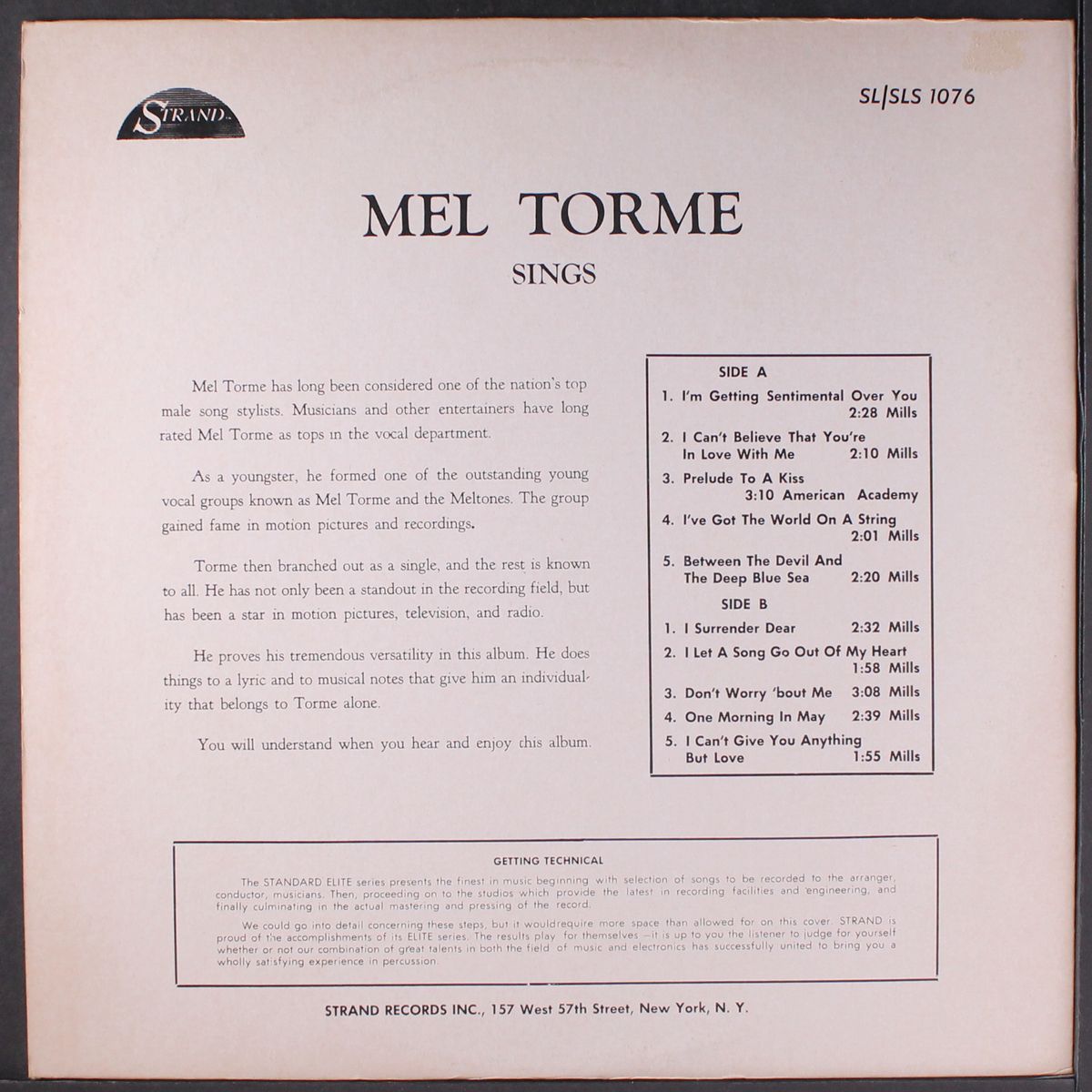 sings by MEL TORME