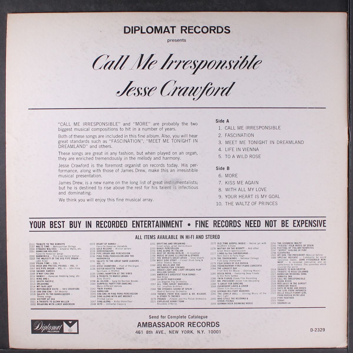 call me irresponsible / more by JESSE CRAWFORD