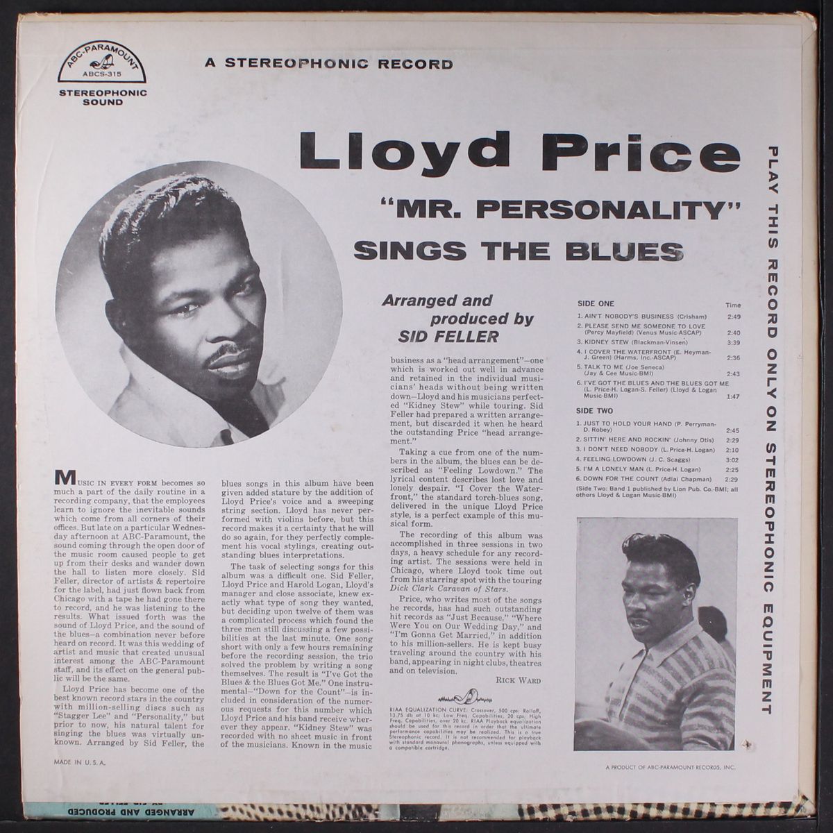 mr. personality sings the blues by LLOYD PRICE