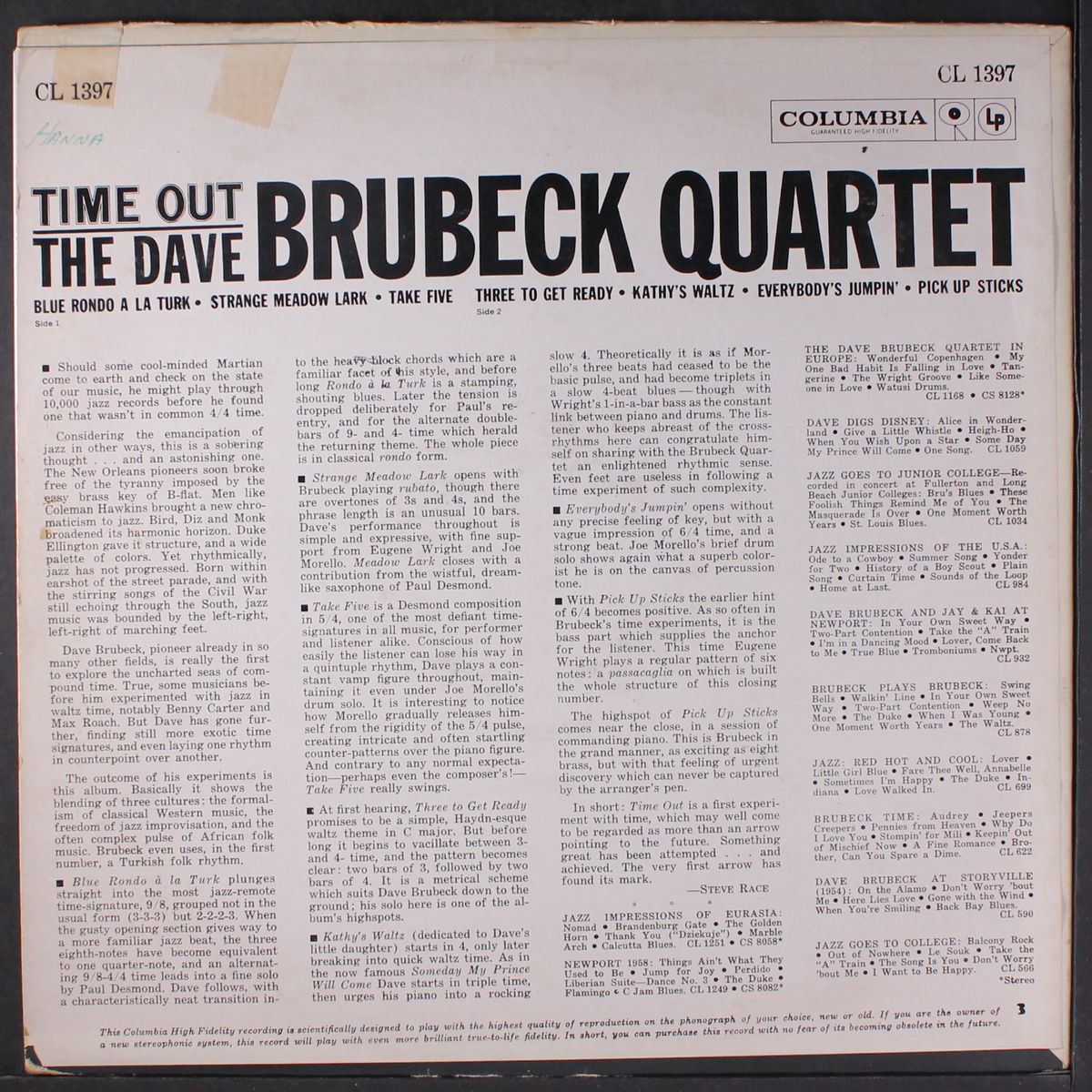 time out by DAVE BRUBECK