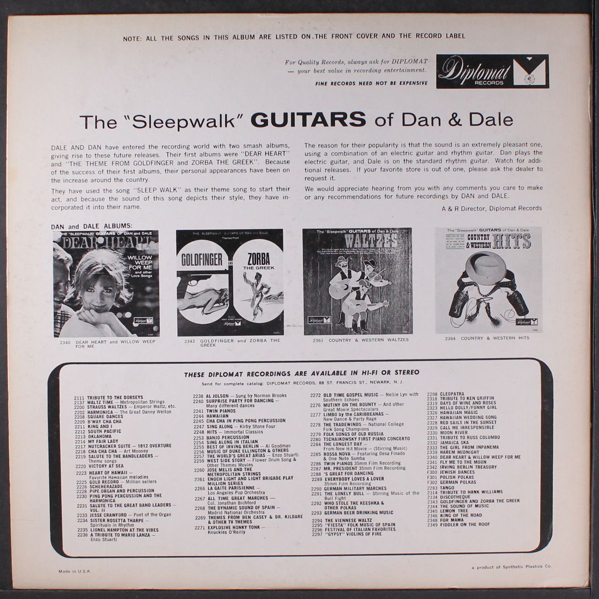 the sleepwalk guitars of by DAN & DALE