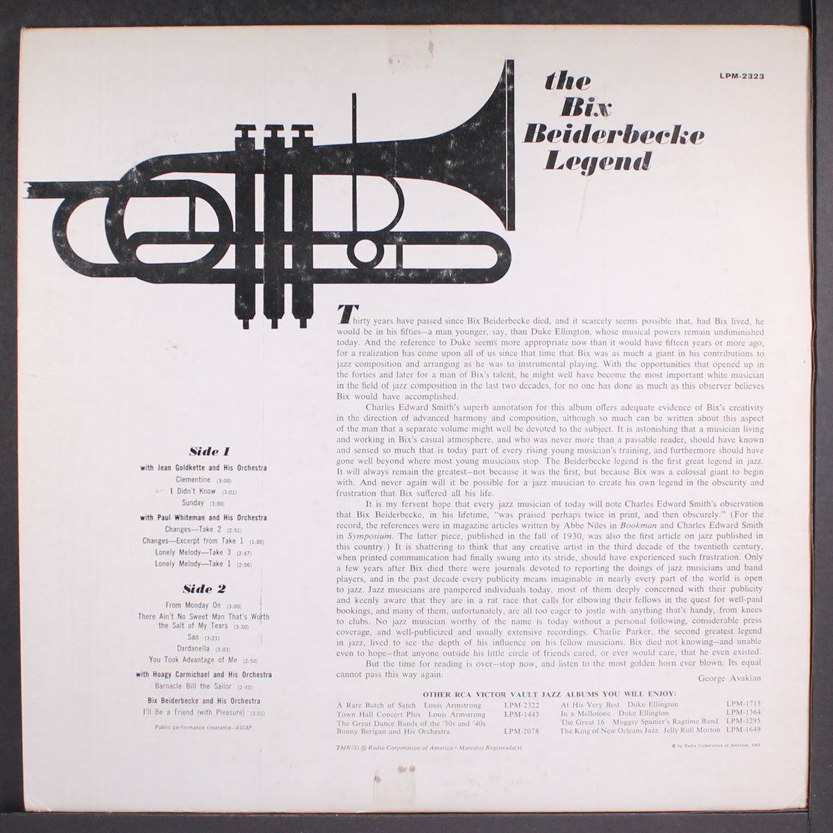 the bix beiderbecke legend by BIX BEIDERBECKE