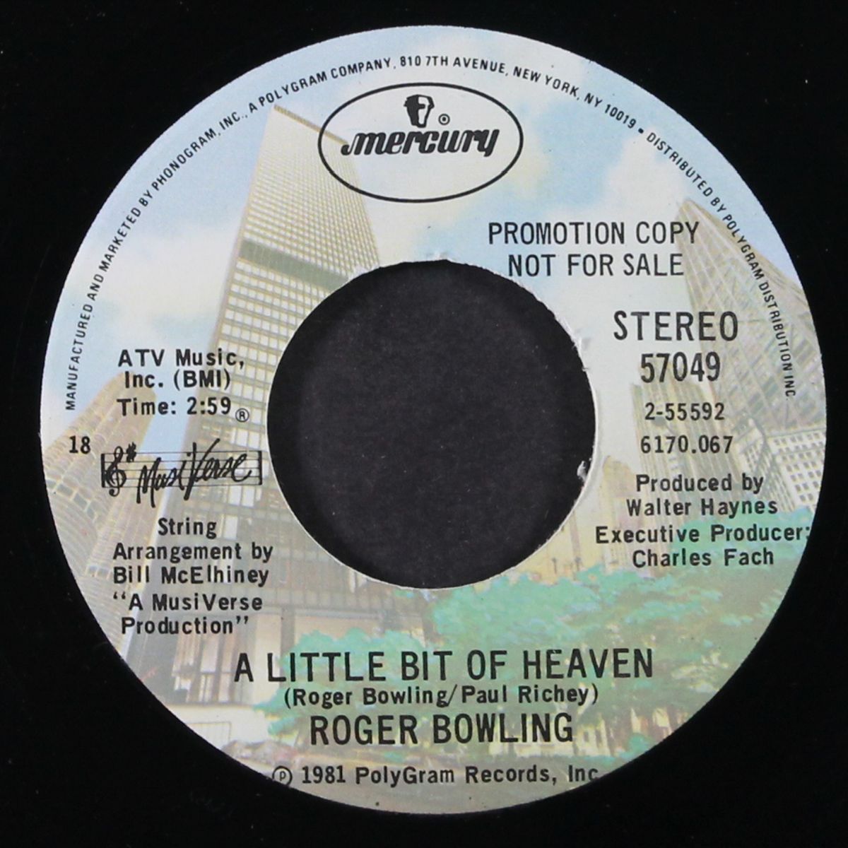 a little bit of heaven / she can't break it to her heart by ROGER BOWLING