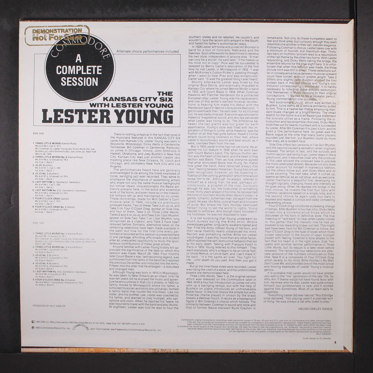 the kansas city six - a complete session by LESTER YOUNG