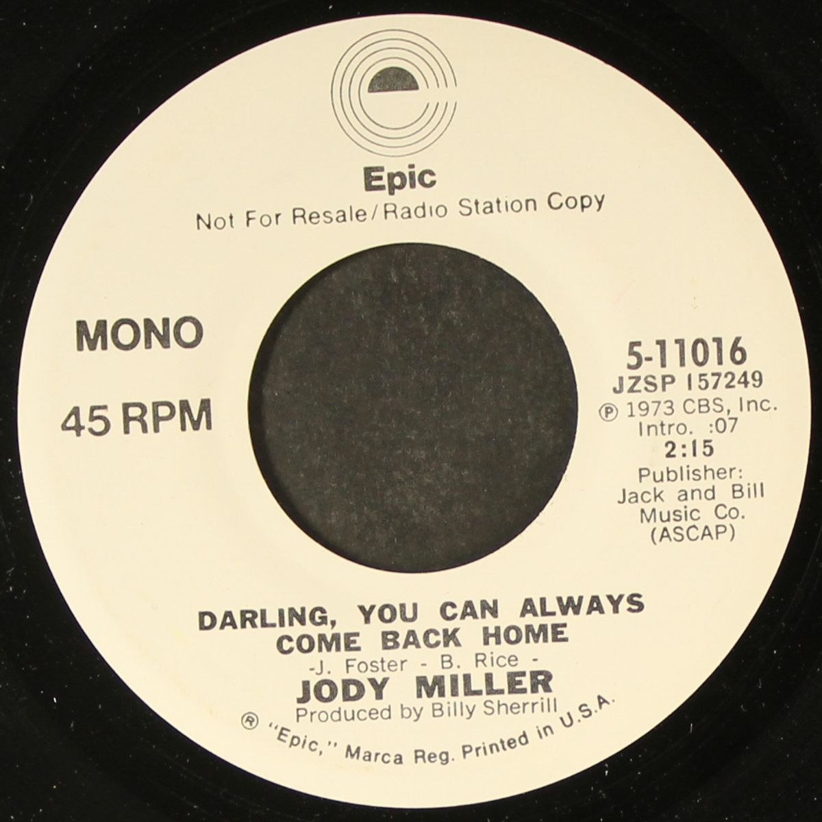 darling, you can always come back home / mono by JODY MILLER