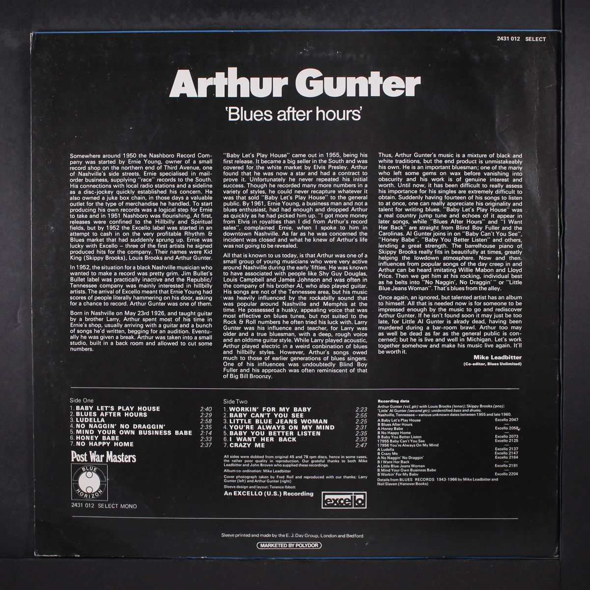 blues after hours by ARTHUR GUNTER