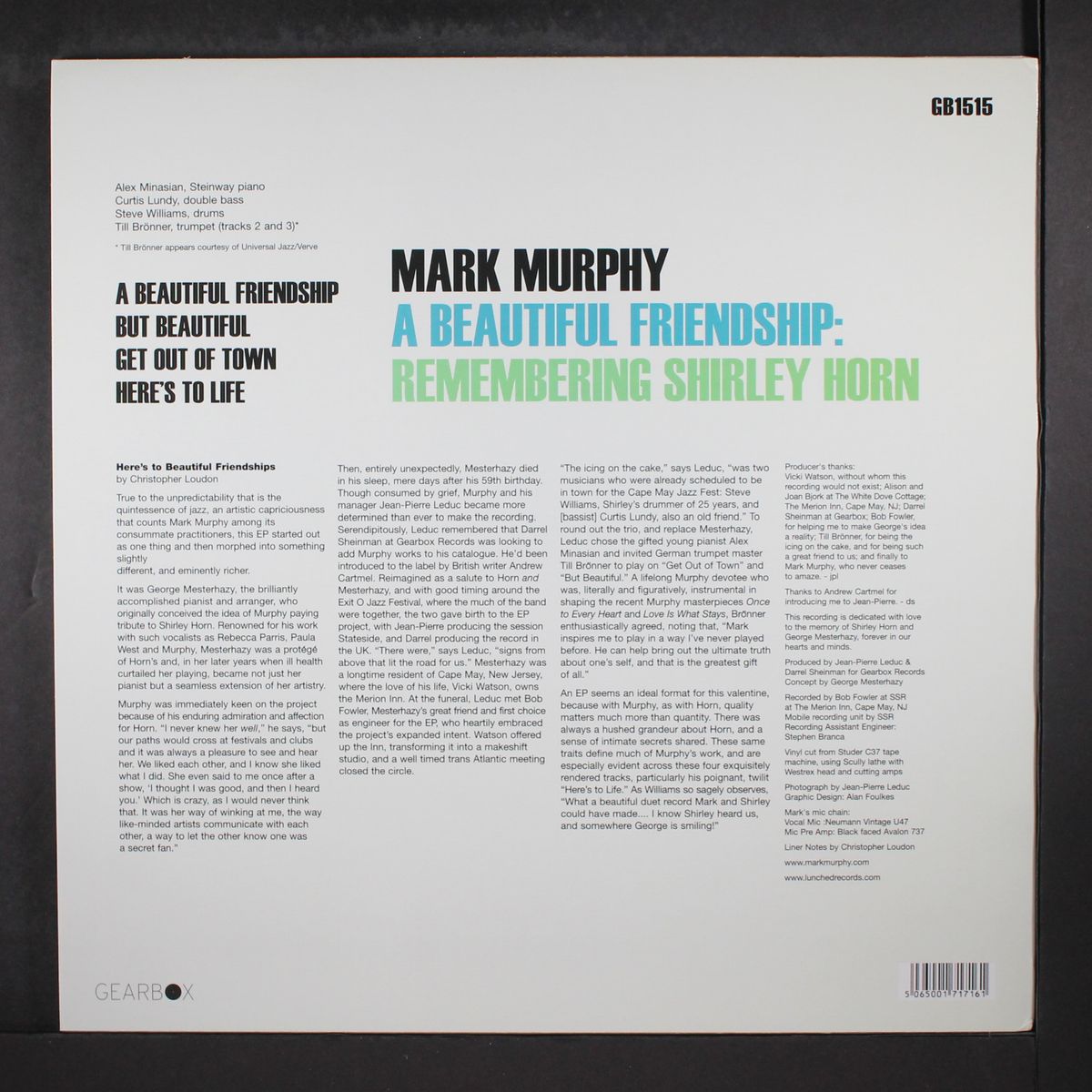 a beautiful friendship : remembering shirley horn by MARK MURPHY