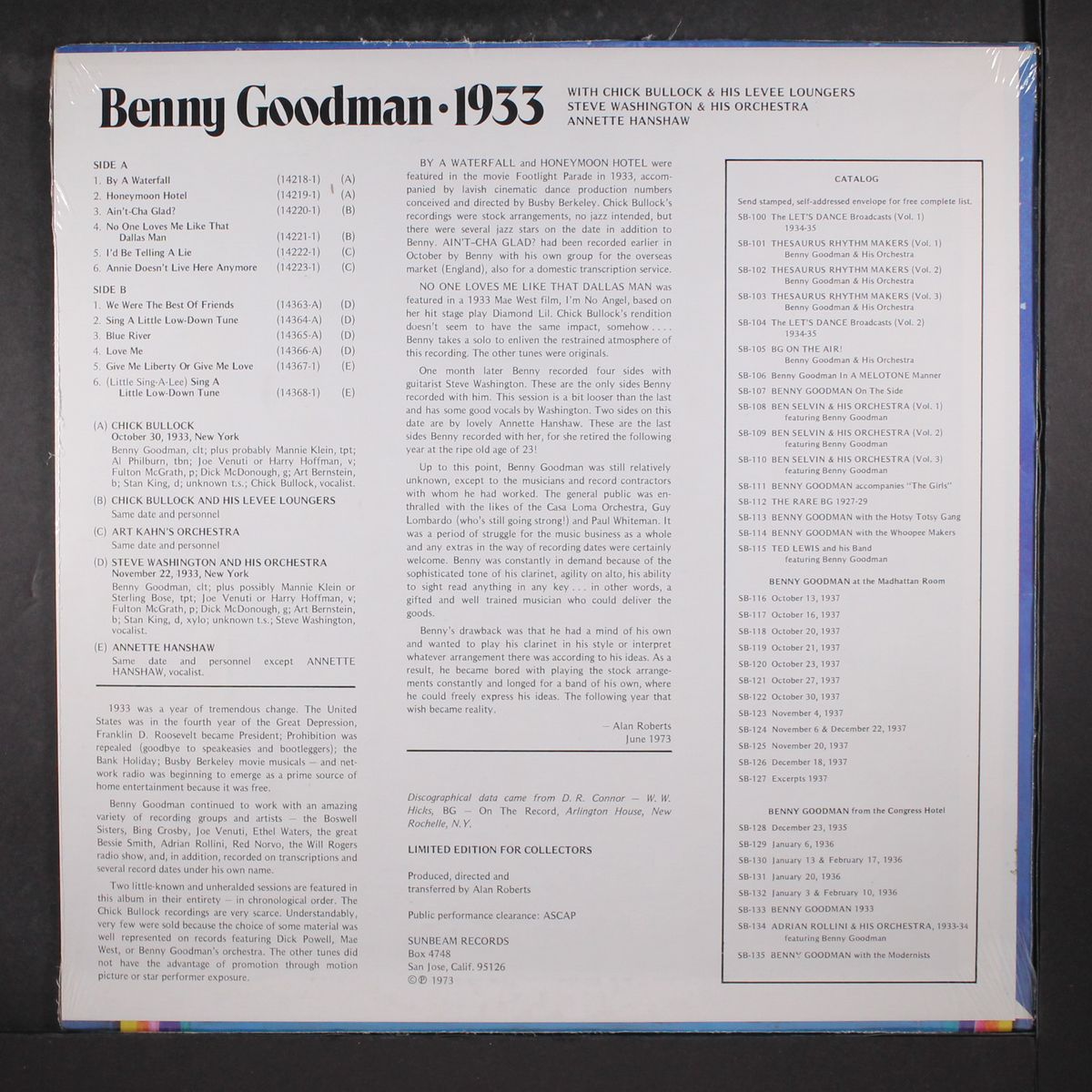1933 by BENNY GOODMAN
