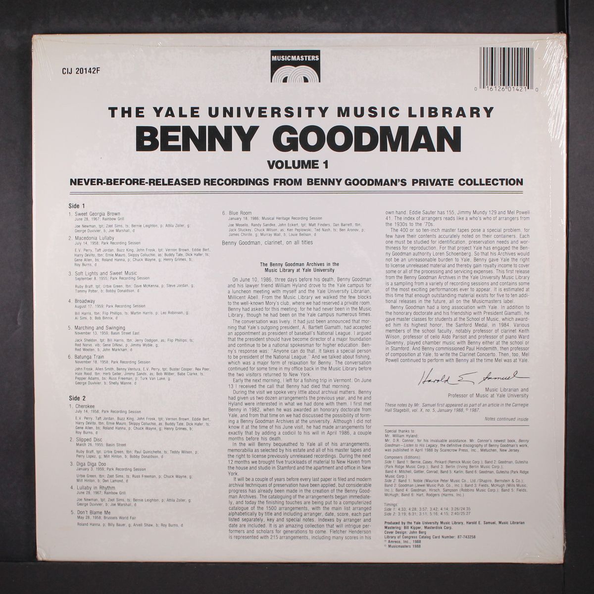 the yale university music library vol. 1 by BENNY GOODMAN
