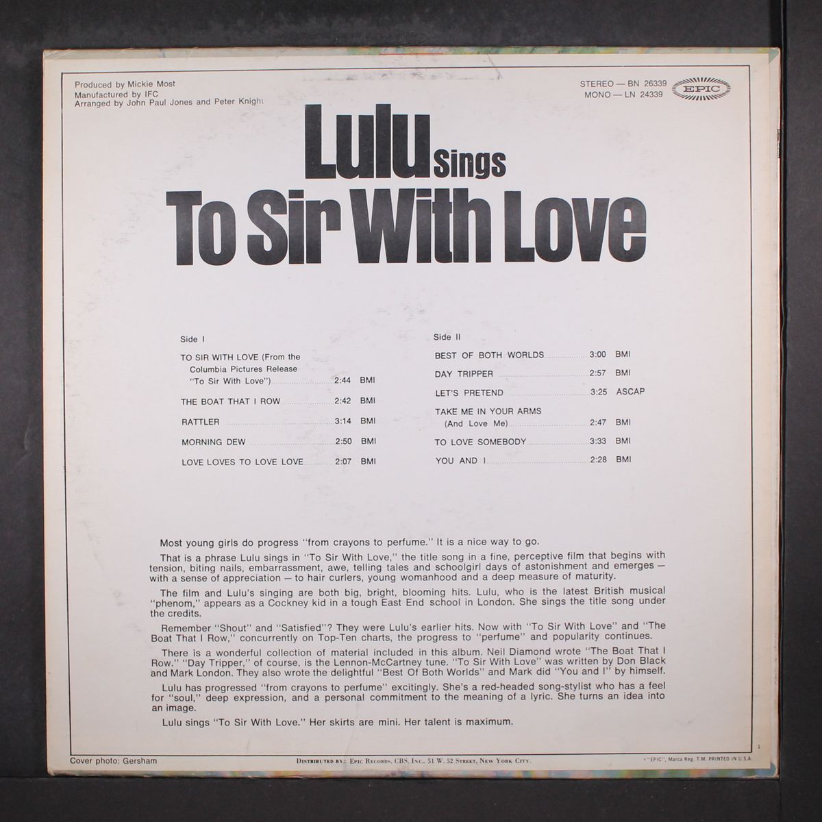 to sir with love by LULU