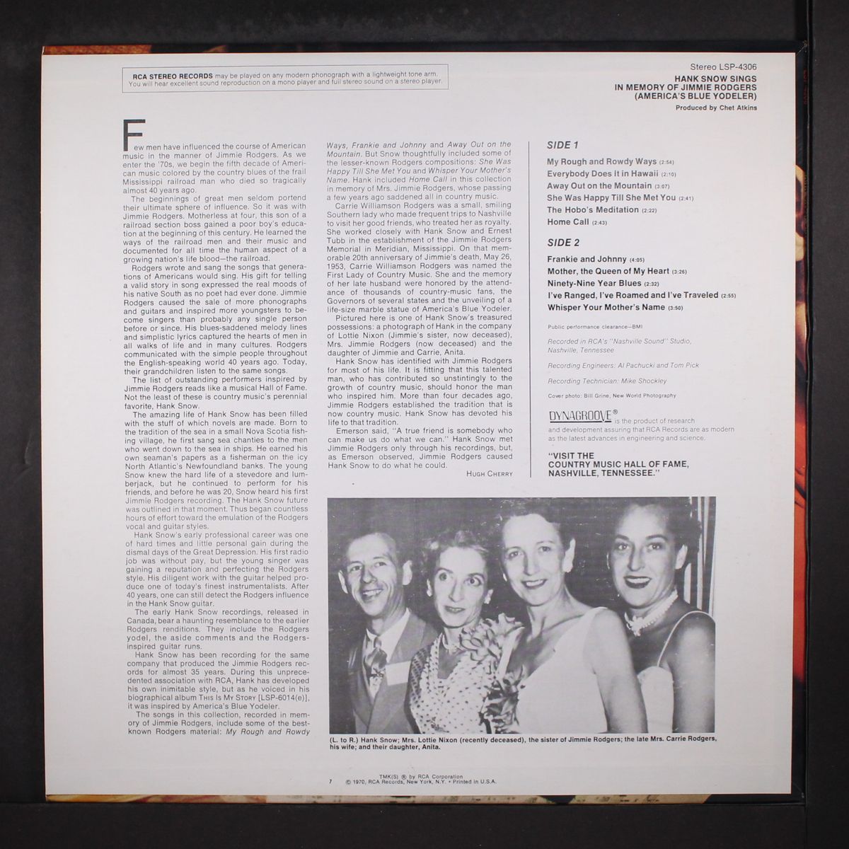 sings jimmie rodgers by HANK SNOW