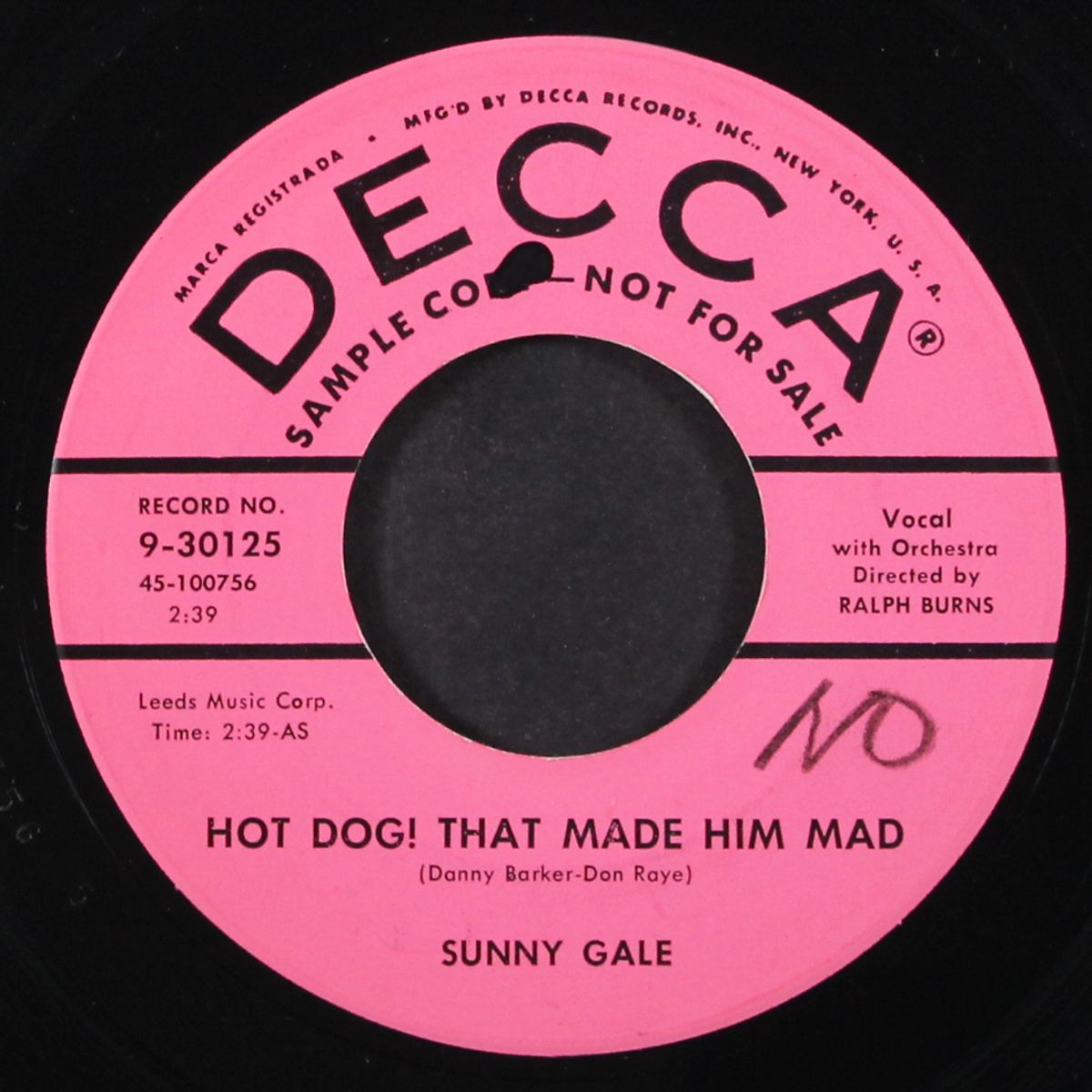 hot dog! that made him mad / welcome to my heart by SUNNY GALE