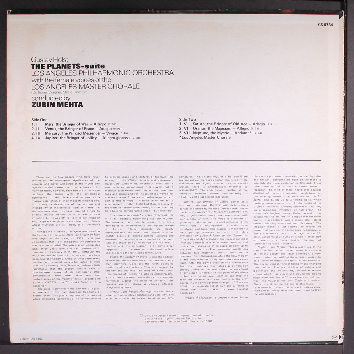 holst: the planets by ZUBIN MEHTA