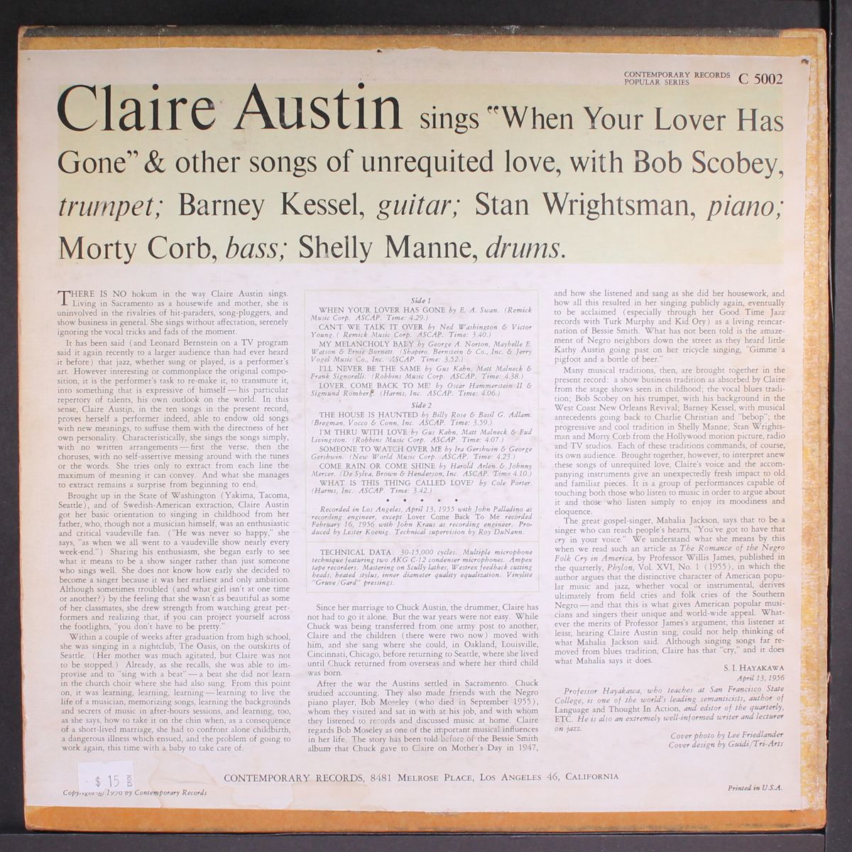 when your lover has gone by CLAIRE AUSTIN