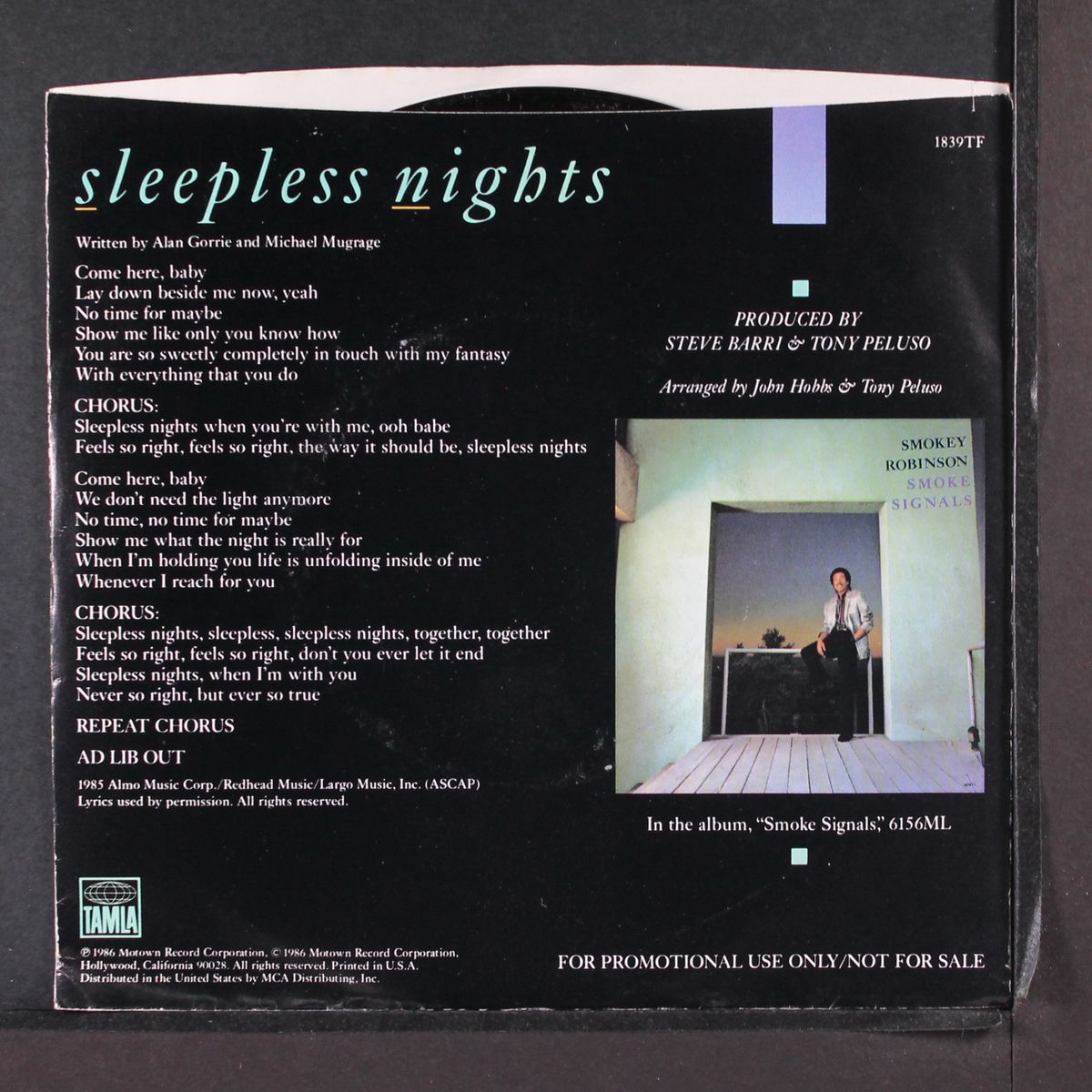 sleepless nights / same by SMOKEY ROBINSON