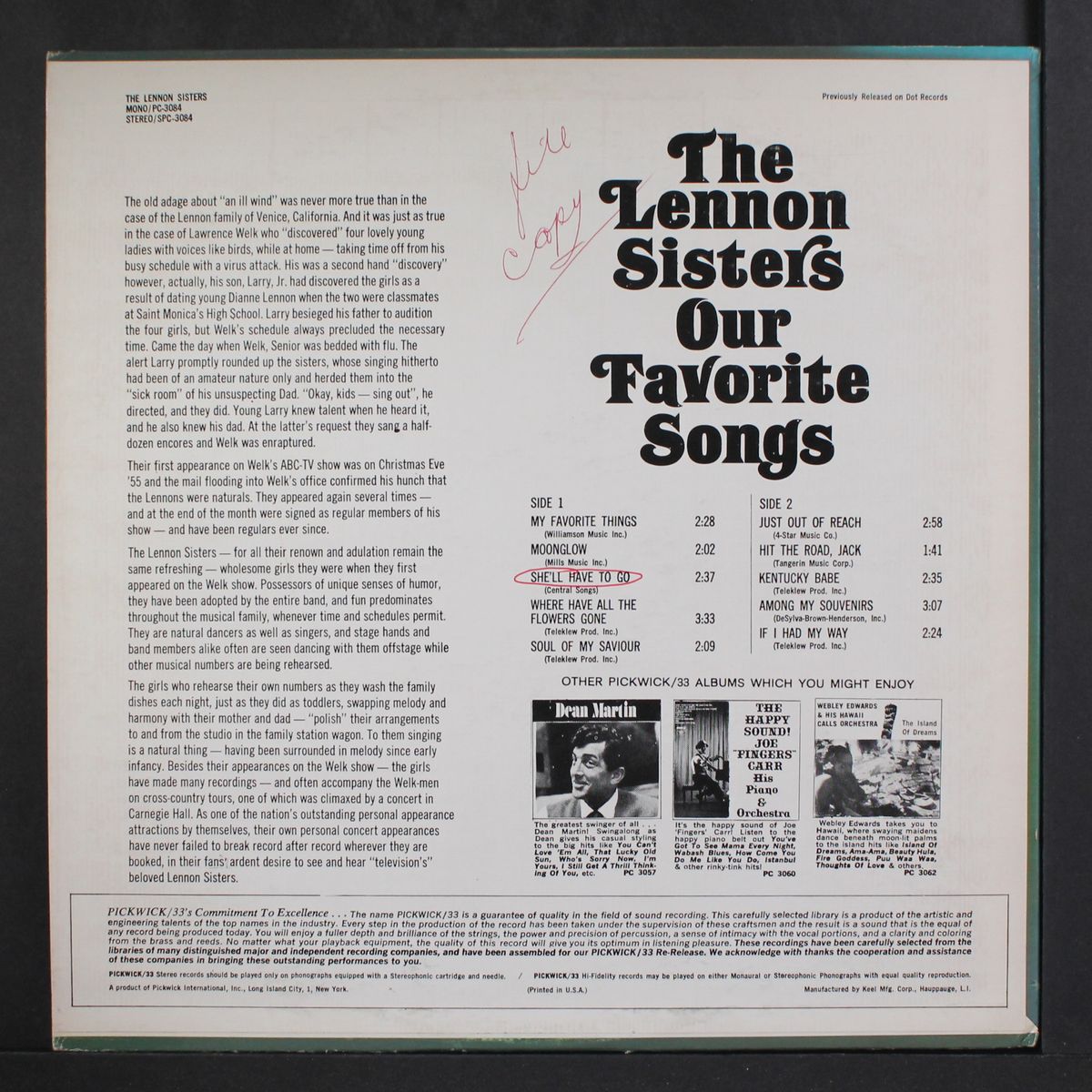 our favorite songs by LENNON SISTERS