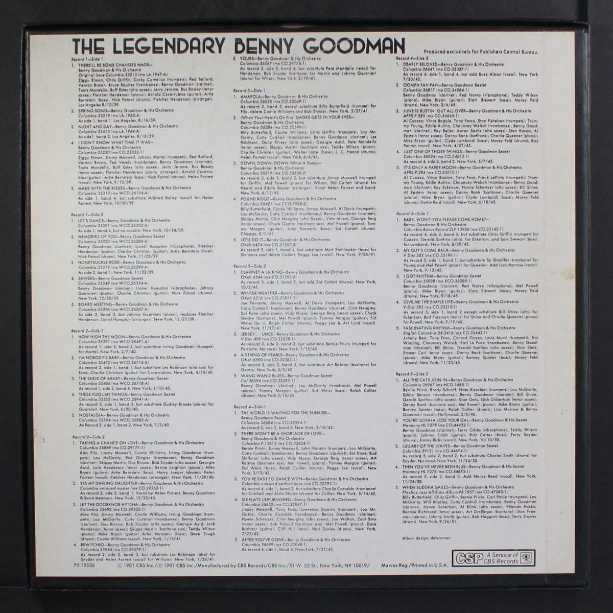 the legendary by BENNY GOODMAN