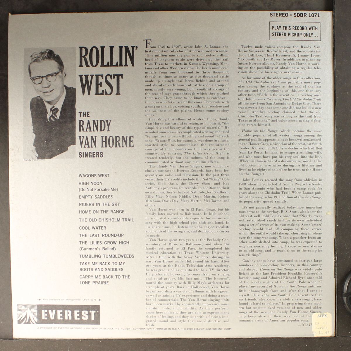 rollin' west by RANDY VAN HORNE