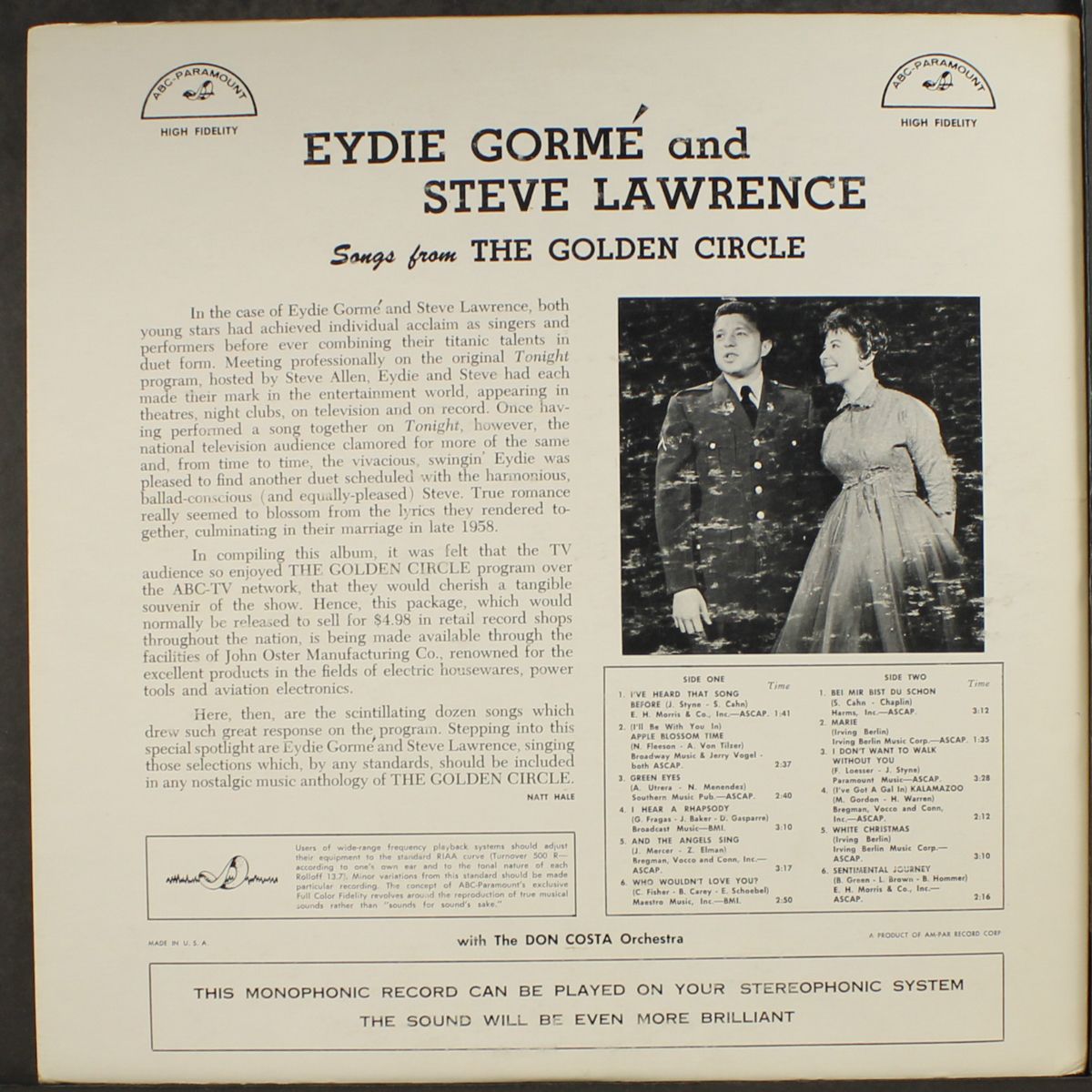 songs from the golden circle by EYDIE GORME & STEVE LAWRENCE