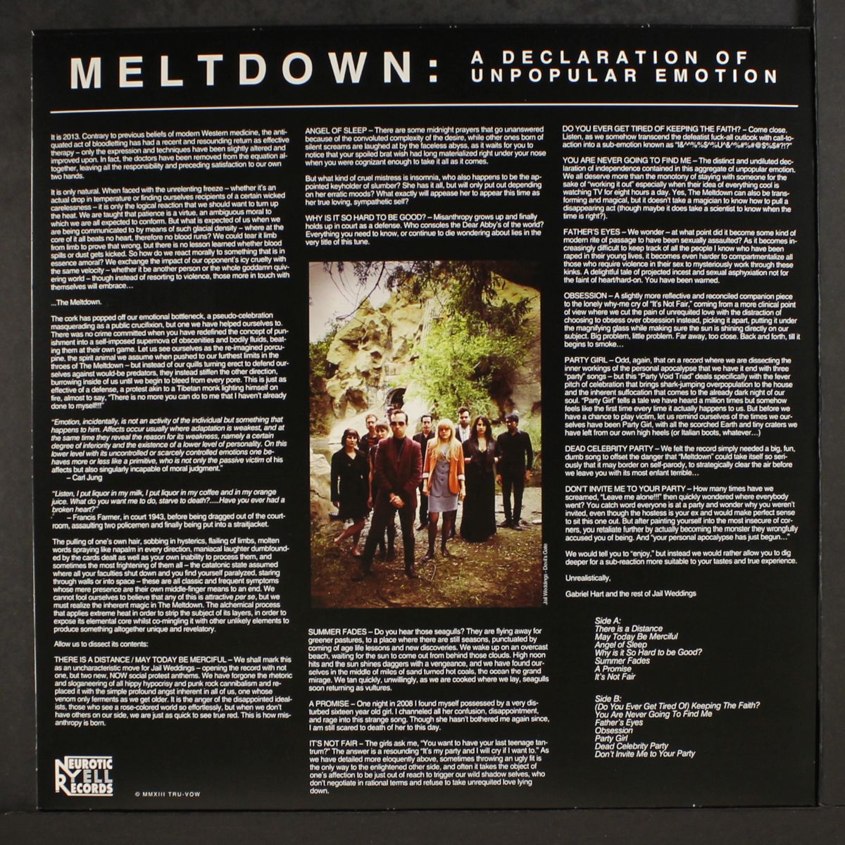 meltdown: a declaration of unpopular emotion by JAIL WEDDINGS
