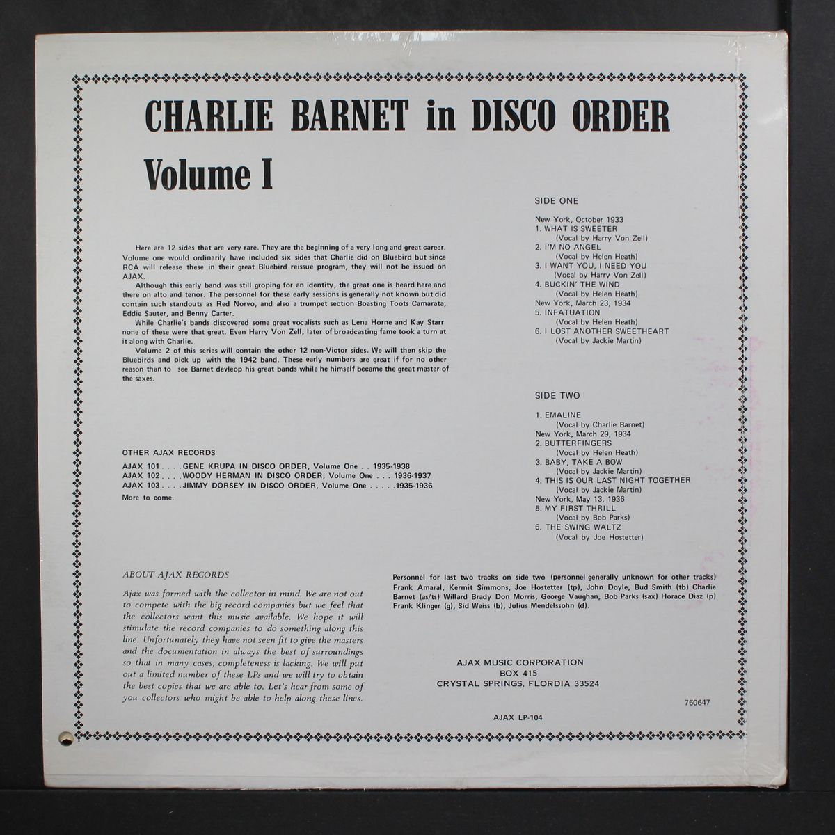 in disco order vol. 1 by CHARLIE BARNET
