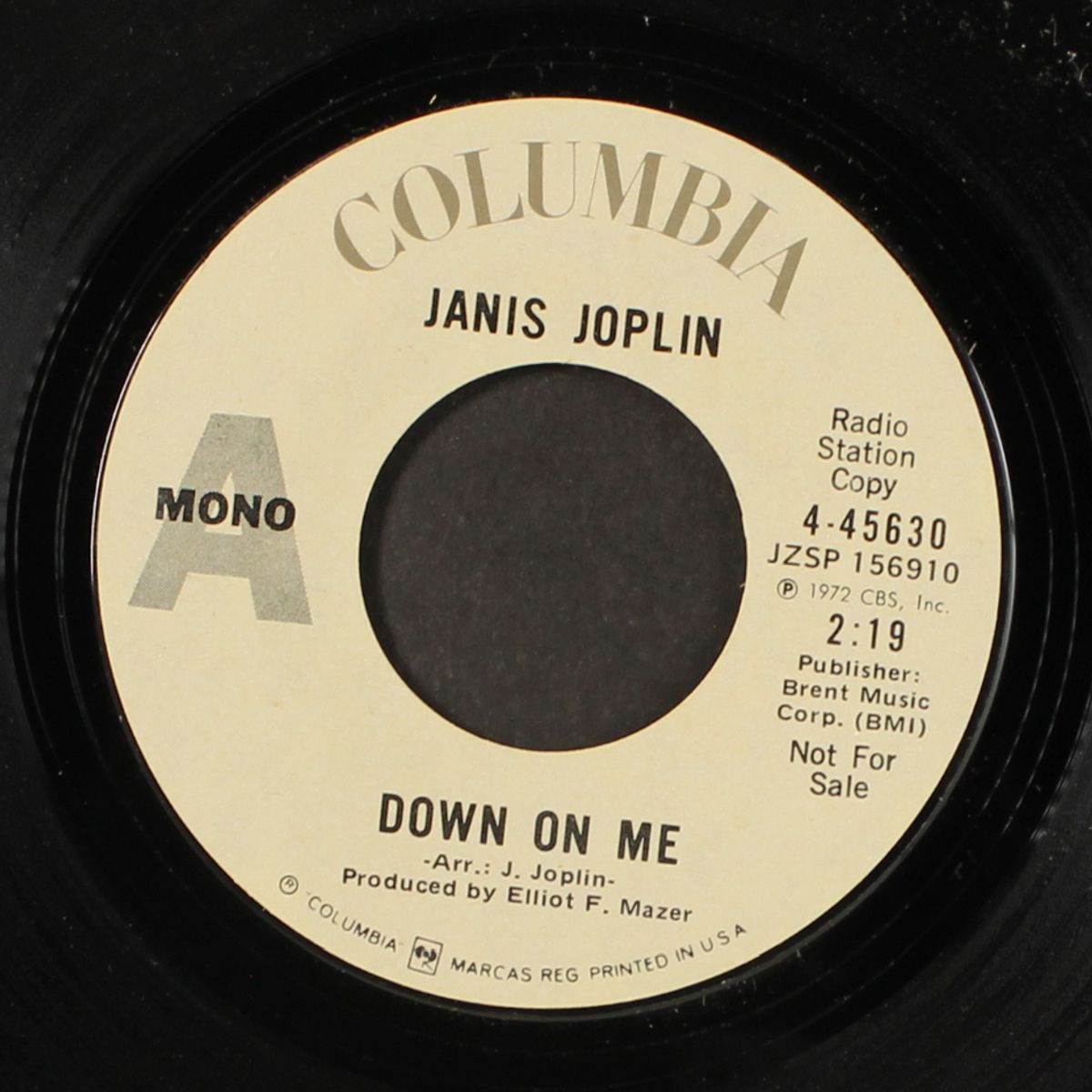 down on me / bye bye baby by JANIS JOPLIN