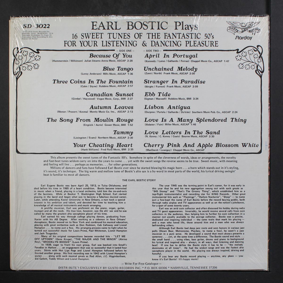 plays 16 sweet tunes of the fantastic 50's by EARL BOSTIC
