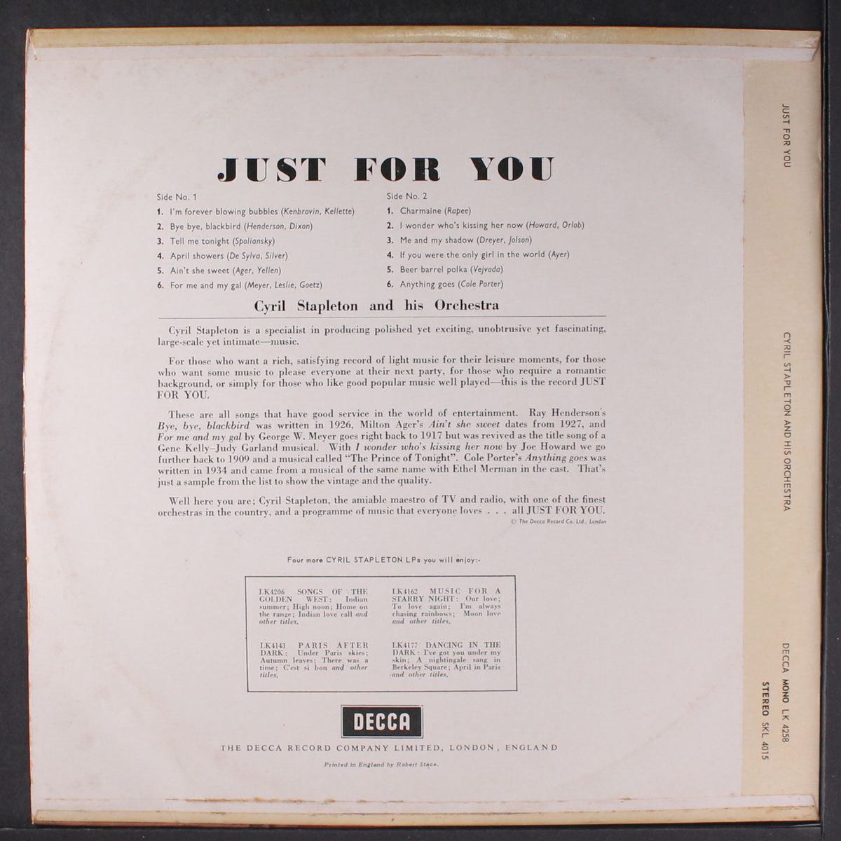 just for you by CYRIL STAPLETON