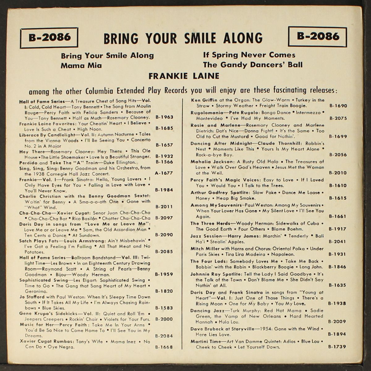 bring your smile along by FRANKIE LAINE