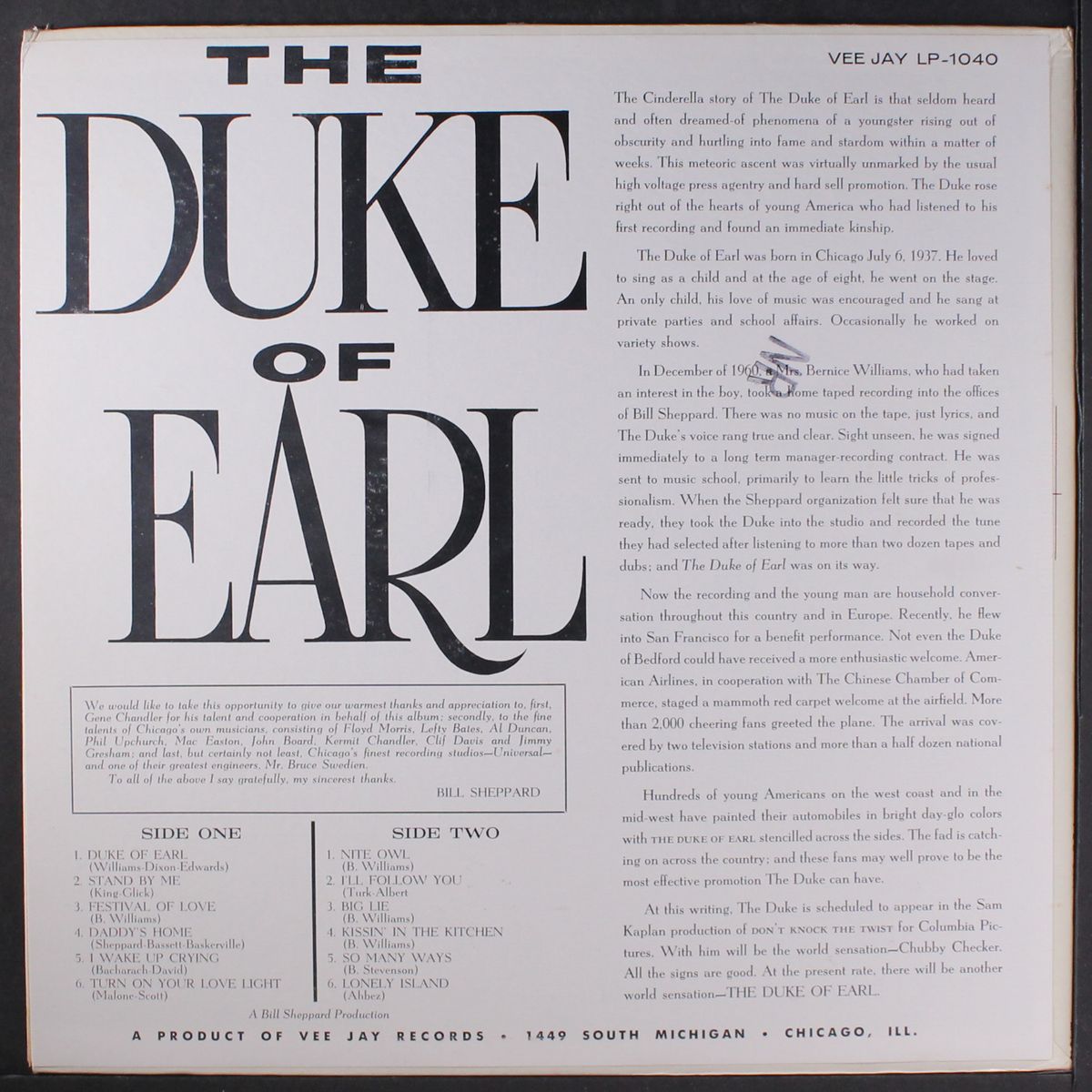 duke of earl by GENE CHANDLER