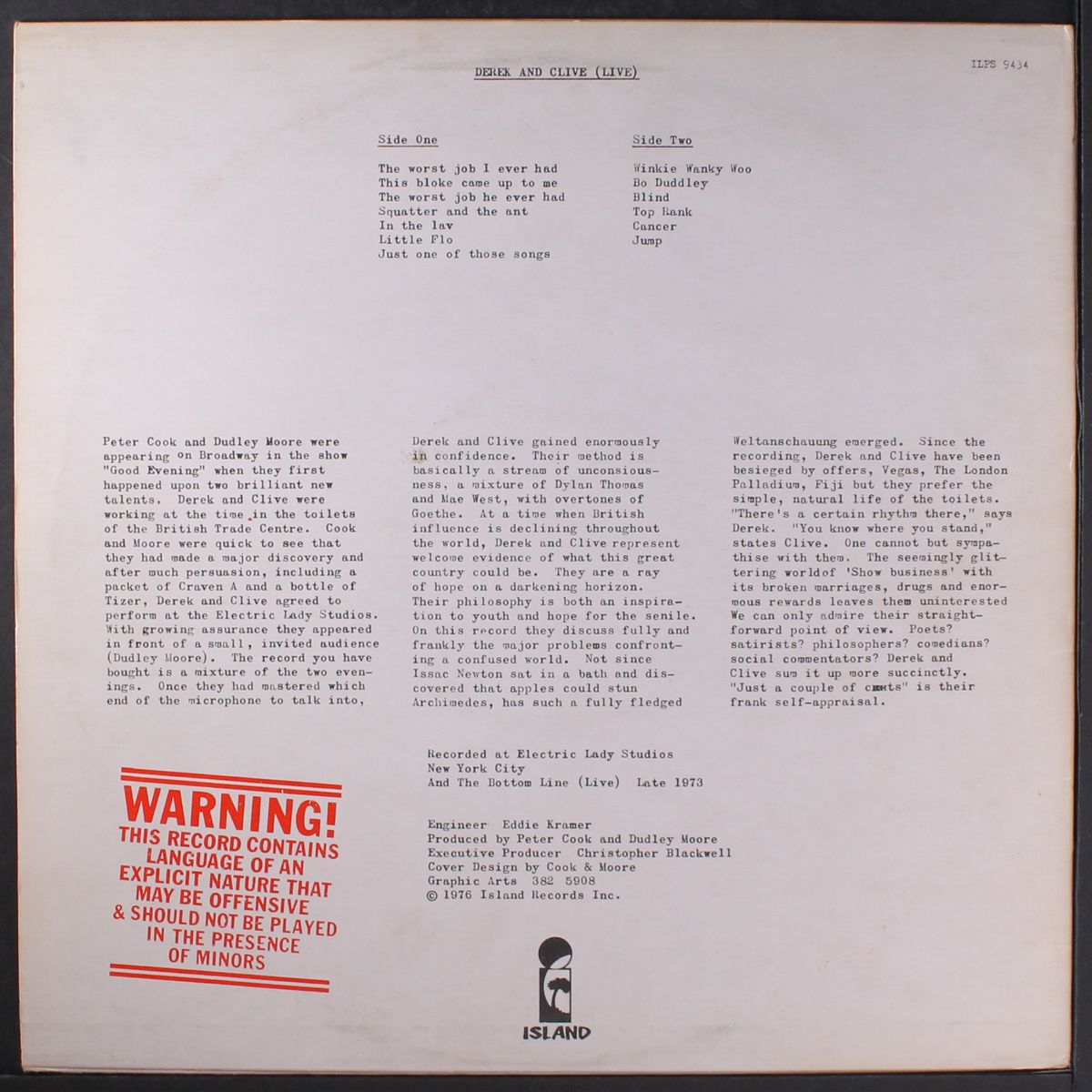 derek & clive (live) by PETER COOK & DUDLEY MOORE