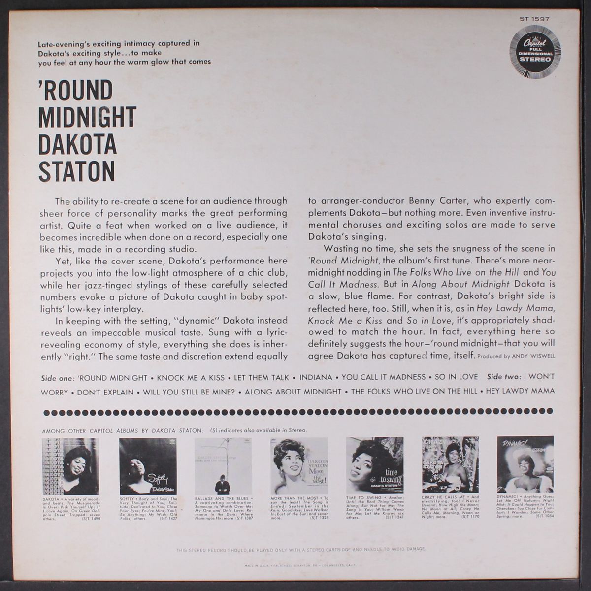 'round midnight by DAKOTA STATON
