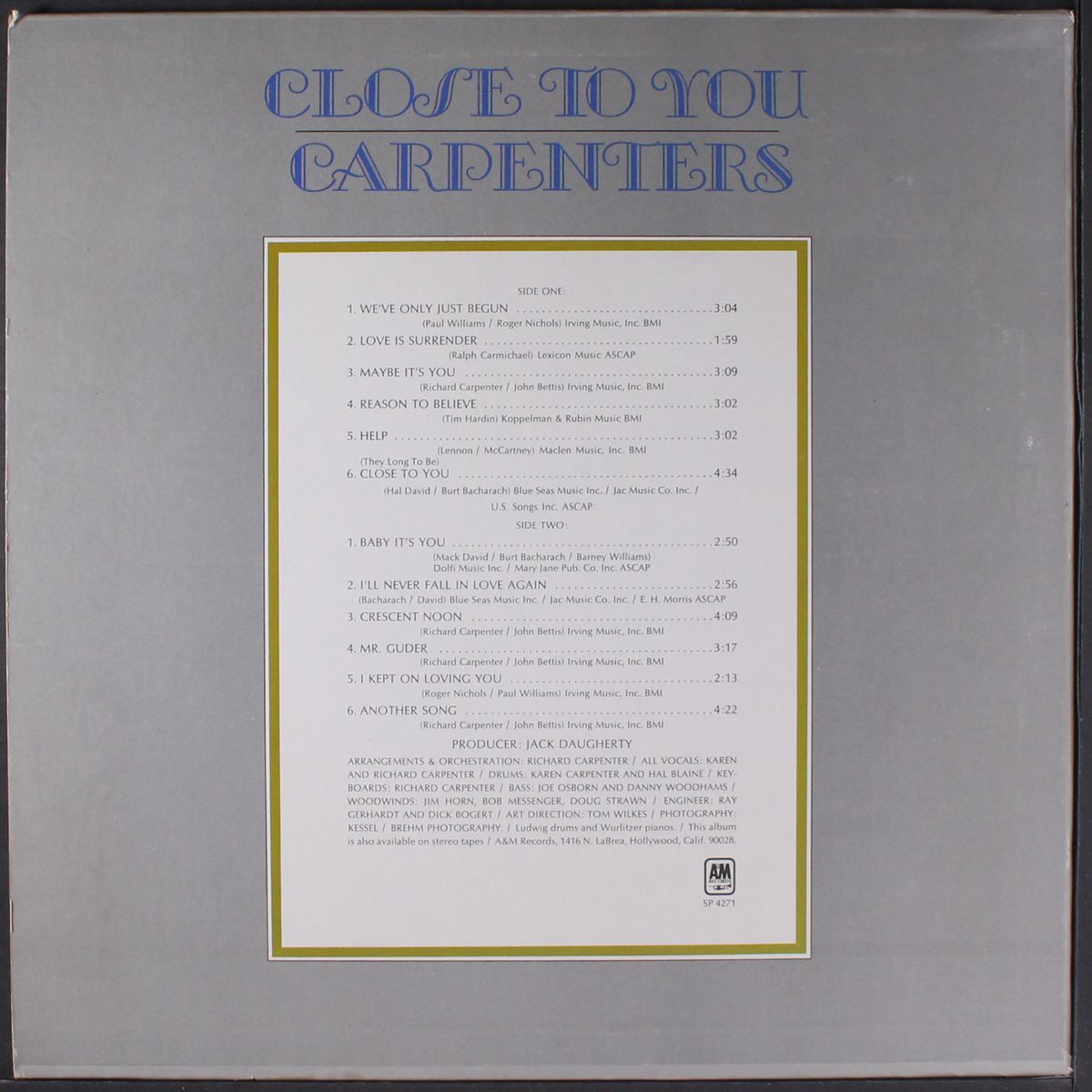 close to you by CARPENTERS