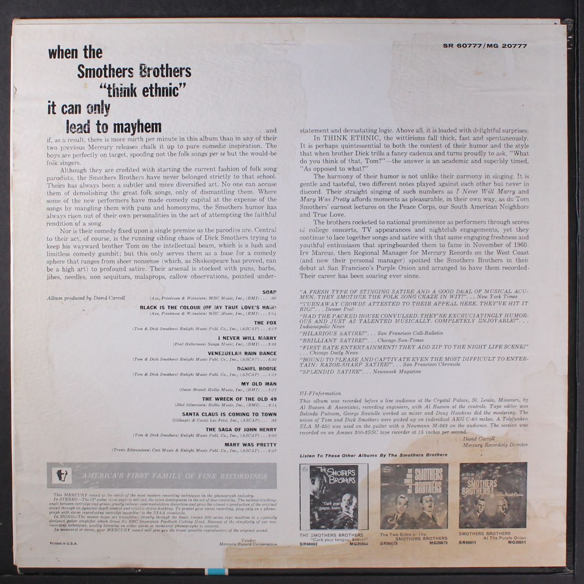 think ethnic by SMOTHERS BROTHERS