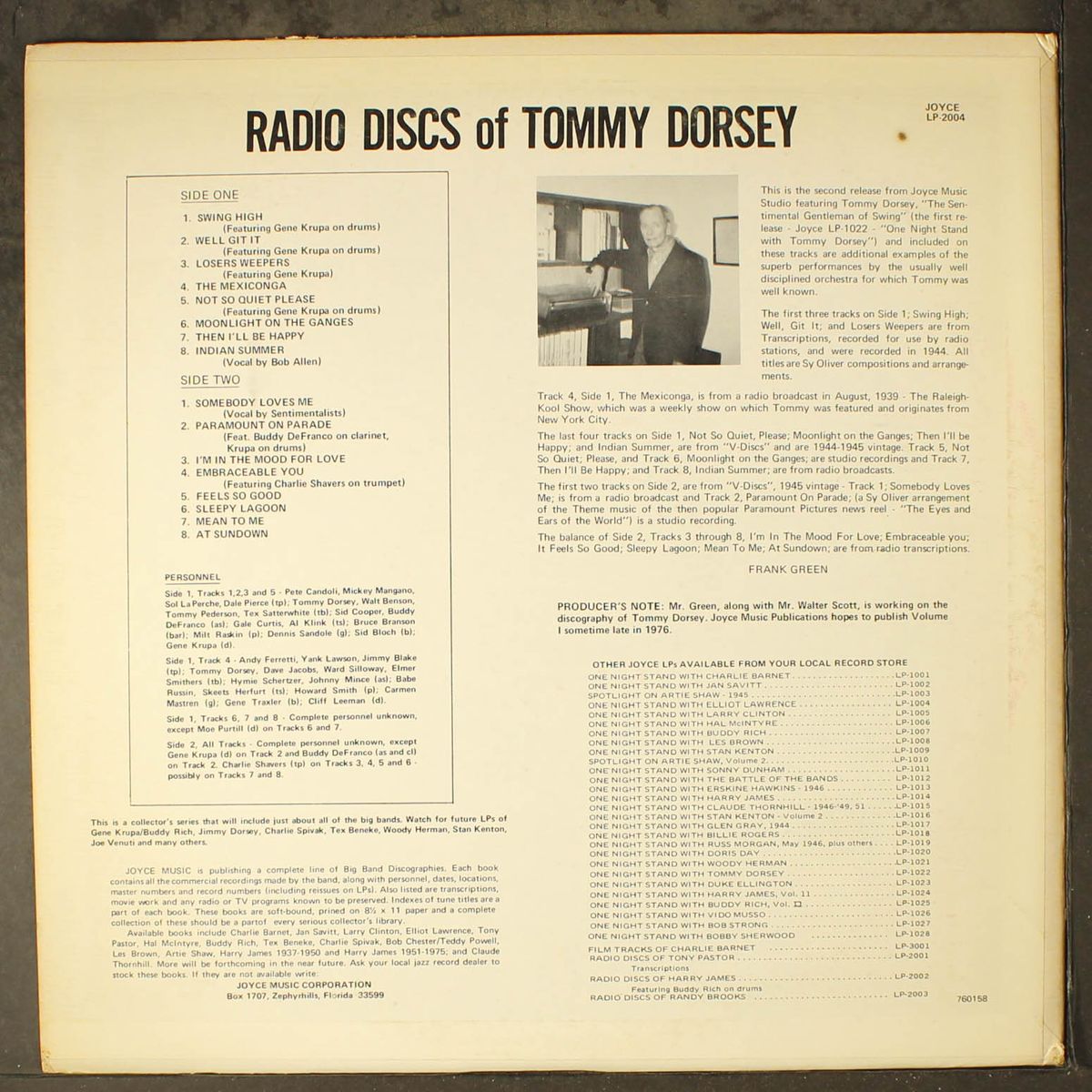 radio discs of by TOMMY DORSEY