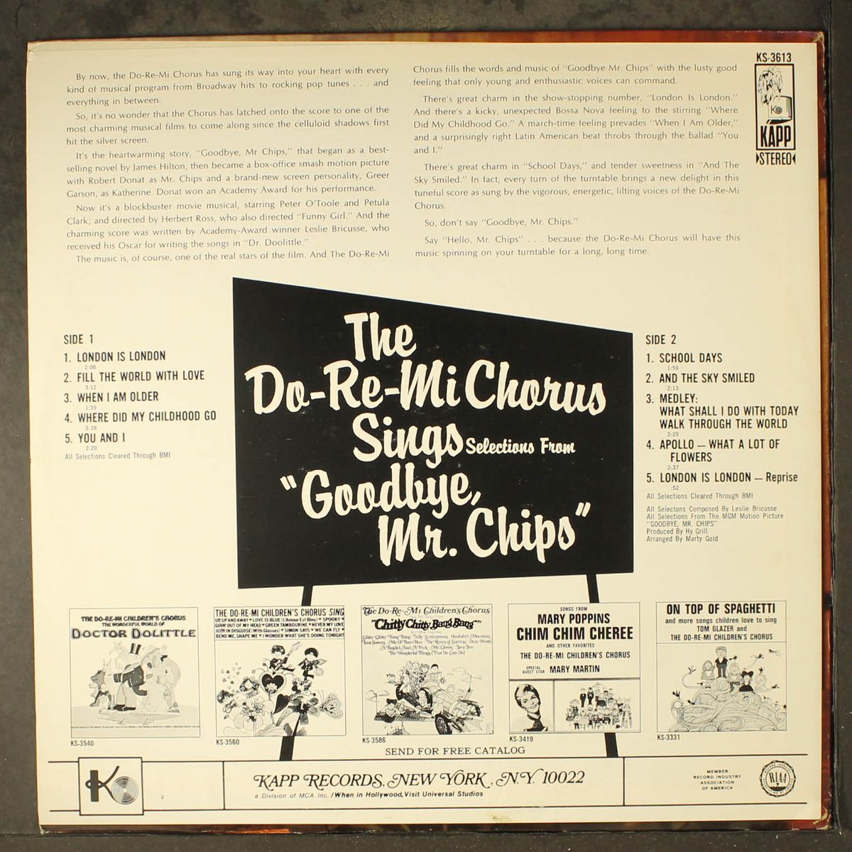 sings "goodbye, mr. chips" by DO-RE-MI CHORUS