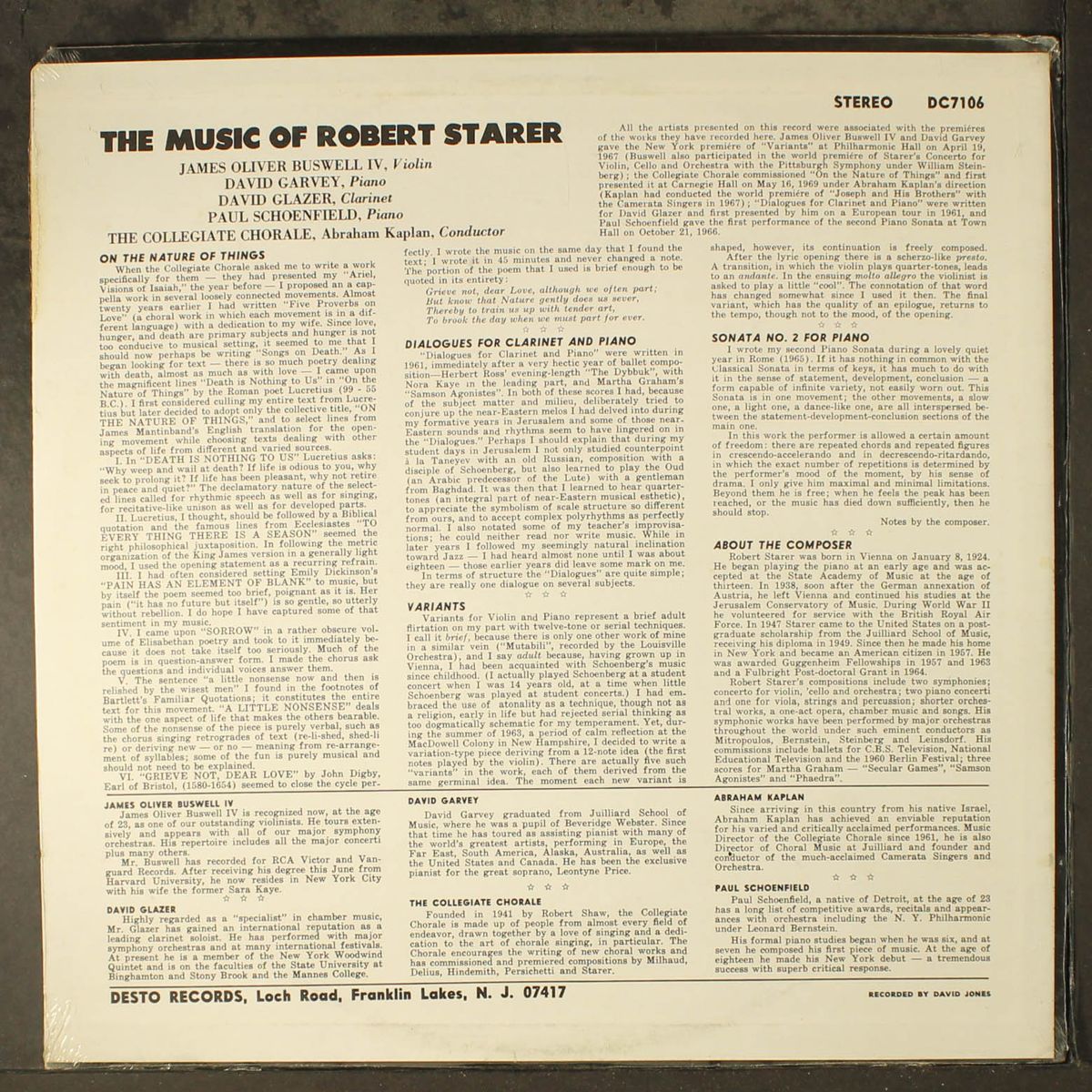 the music of by ROBERT STARER