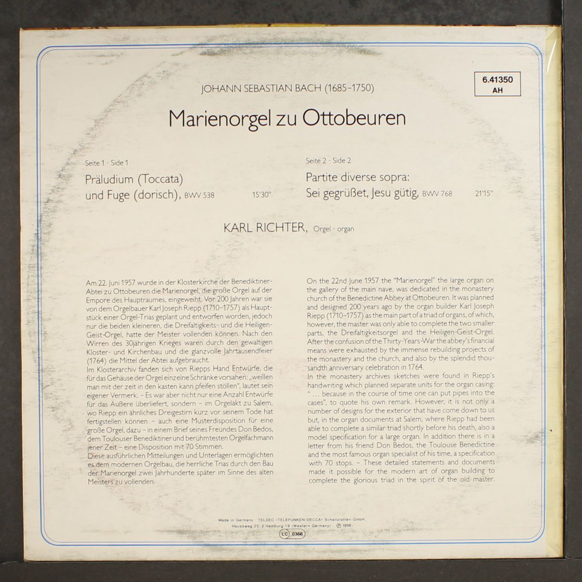 bach: marien-orgel zu ottobeuren by KARL RICHTER