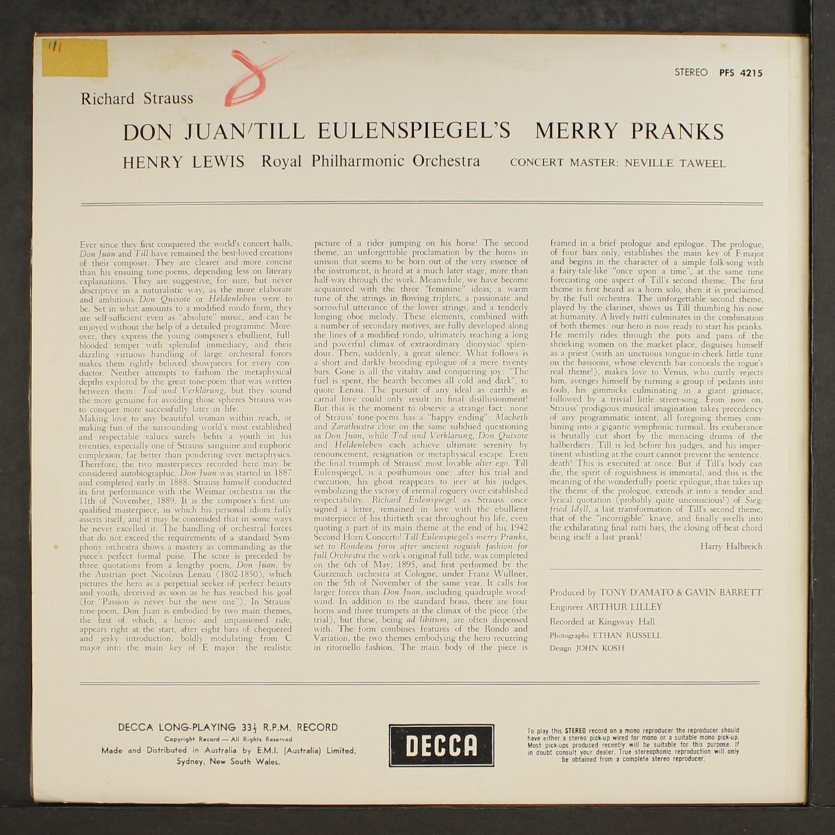 strauss: don juan / till eulenspiegel's merry pranks by HENRY LEWIS